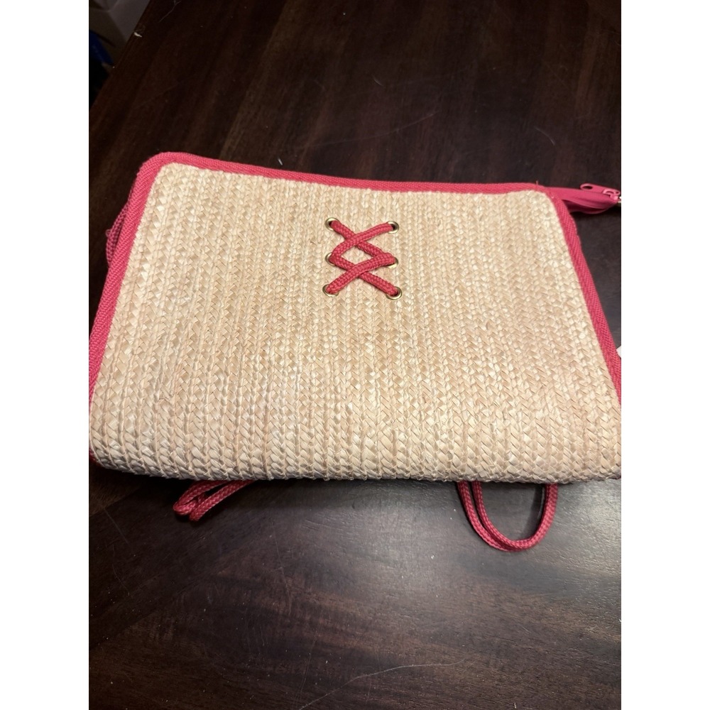 Vintage Waves Tandem Bag of straw Purse Handbag Red Accent